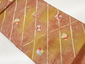 斜線に四角模様織出し名古屋帯